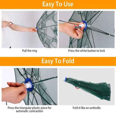 Foldable Fishing Bait Trap with 8 Entrances – 2-Pack, Crab, Shrimp & Minnow