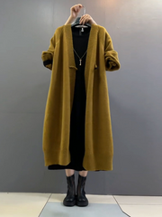 women's autumn and winter plus size long loose knitted cardigan coat