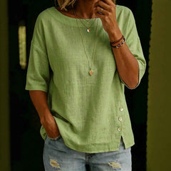 Women's Asymmetric Button Casual Top – Relaxed Everyday Blouse