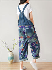 Patchwork Floral Cotton Overall Dungarees