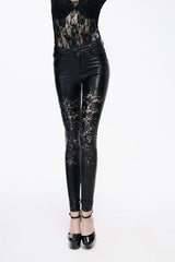 Black Gothic Sexy Leather Leggings Womens Pants