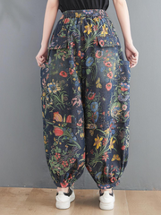 Women's Vintage Charm Floral Baggy Style Bottom