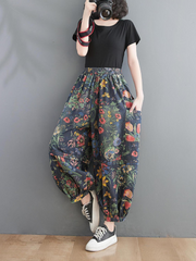 Women's Vintage Charm Floral Baggy Style Bottom
