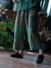 Women' s Summer Trendy Casual Retro Patchwork Loose Bottom