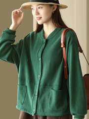 Women's Modern Casual Wear Stand Collar Pocket Style Sweater