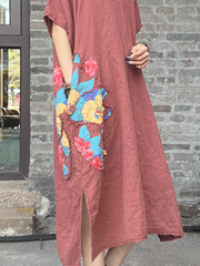 Women's Summer Stylish Patch Side Pocket A-Line Dress