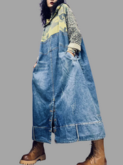 Women's Autumn Print Camouflage Mid-Length Hoodie Denim Dress