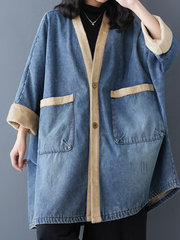Women's Everyday Wear Comfortable Denim V-Neck Jacket
