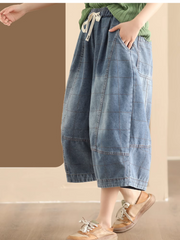 Women's Summer Elastics Waist Wide Leg Pockets Pant Bottom