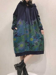 Chic Floral Women Hooded Midi Sweater Dress | Eva Trends