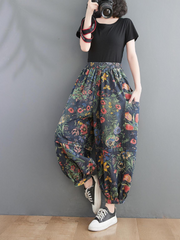 Women's Vintage Charm Floral Baggy Style Bottom