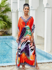 Sound Of Love Women's Rayon Multicolor Kaftan Dress