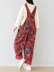 Relaxed Women's Printed Loose Fit Denim Dungarees - Eva Trends