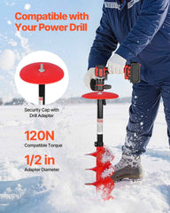8" Ice Auger Drill Bit | 39" Nylon Blade with Extension Rod & Blade Guard