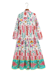 Women's Summer Long Sleeves Printed Smock Dress | Eva Trends