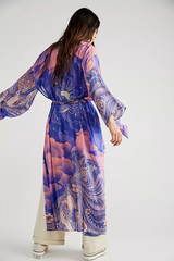 Chic Floral Belt Women's Silk Kimono | Eva Trends