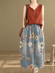 Women's Modern & Comfortable Flower Printed Pocket Style Skirt