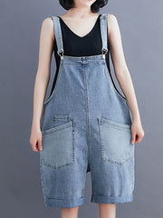 Bib Front Denim Romper Dungarees | Knee-Length Design