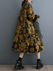 Women's Double-Layer Flower Front Pockets Midi dress