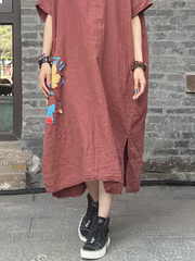 Women's Summer Stylish Patch Side Pocket A-Line Dress