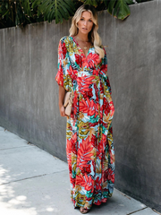 Chic Floral Women's Maxi Dress with Belt | Eva Trends