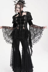 Black Long Sleeves Hollow Lace Tassels Women's Gothic Jacket