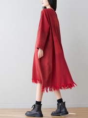 Women's Delightful Polka Dot Patch Long-Sleeved A-line Dress