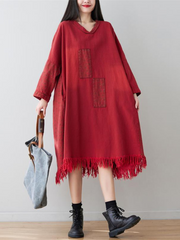 Women's Delightful Polka Dot Patch Long-Sleeved A-line Dress