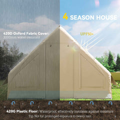 4-Season Inflatable Camping Tent – 3000mm Waterproof, UPF50+, Inflates in 5 Minutes with Hand Pump