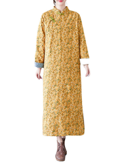 Women Winter Velvet Thickened Side Pocket A-Line Shirt Dress