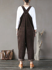Corduroy Bib Overalls - Adjustable Strap Dungarees