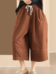 Women's Summer Elastics Waist Wide Leg Pockets Pant Bottom