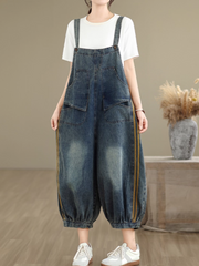 Comfy Women's Patchwork Loose Denim Overalls | Eva Trends