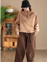 Cozy Women's Half Open Collar Loose Sweater | Eva Trends
