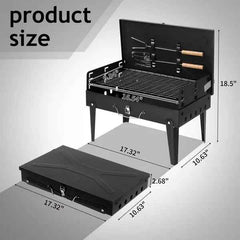 Portable Square Charcoal Grill – Compact Steel BBQ for Camping & Picnics