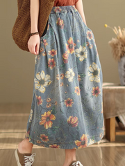 Women's Modern & Comfortable Flower Printed Pocket Style Skirt