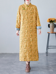 Women Winter Velvet Thickened Side Pocket A-Line Shirt Dress
