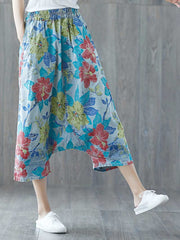 Close Your Eyes Ethnic Style Ripped Printed Yesterday's Crope Denim Pant