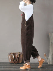Corduroy Bib Overalls - Adjustable Strap Dungarees