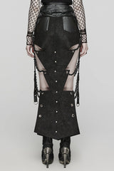 Black Inverted Triangle Hollow Metal Chain Women's Steampunk Skirt
