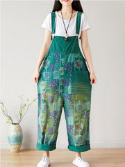 Patchwork Floral Cotton Overall Dungarees