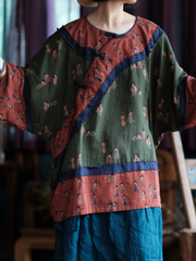 Elegant Retro Printed Loose Summer Top | Eva Trends