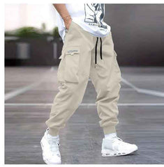 Men's Multi-Pocket Cargo Pants – Loose Fit, Drawstring, 7 Colors, S–3XL