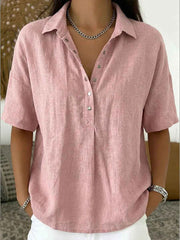 Women's Short-Sleeve Button Pullover Shirt