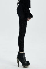 Black Jacquard Women's Gothic Leggings