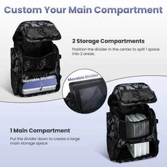 42L Fishing Tackle Backpack with Rod Holders – 16 Pockets, Divider, Water-Resistant, Camo