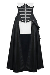 Black Chain Shaped Ribbons Zipper Up Leather Big Swing Punk Womens Half Skirt