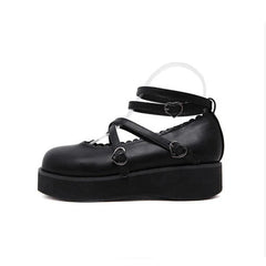 Black Doll Round Toe Soft Sister Cute Student Platform Shoes