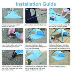 4-6 Person Beach Tent Canopy – UPF 50+ Sun Shelter