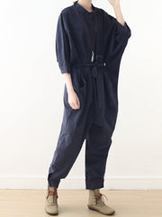 Cotton Belted Utility Jumpsuit - Relaxed Everyday Fit